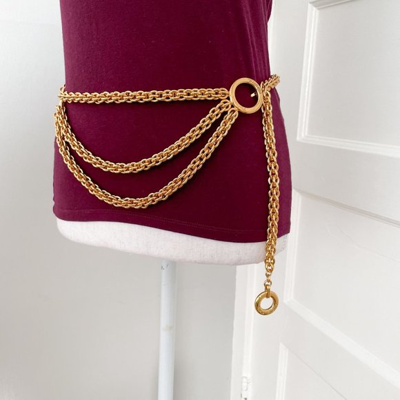 Paloma Picasso Gold Tone 3 Tier Chain Belt Adjustable Tiered main image 10
